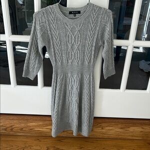 MAK Sweater Gray Crew Neck Sweater Dress with Cuffed Sleeves🌿